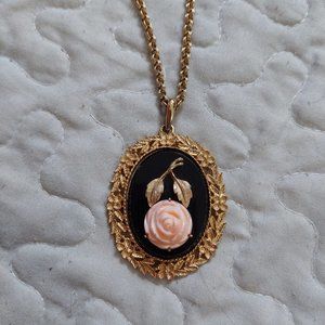 Victorian style double sided rose pendant with mirror